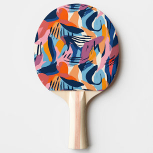 Raquette De Ping Pong Motif de formes abstraites modernes et vibrantes