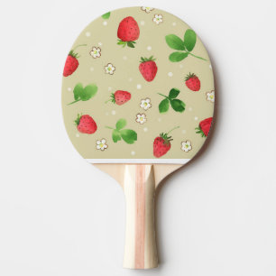 Raquette De Ping Pong Motif de fraises d'aquarelle