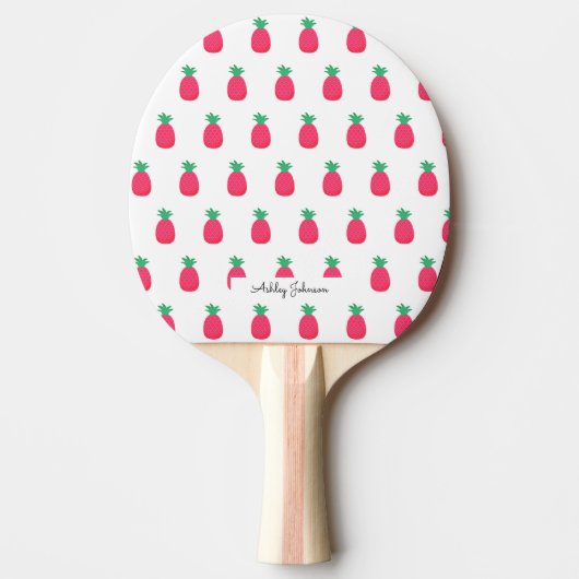 Raquette De Ping Pong Motif de l'ananas blanc rose (Devant)