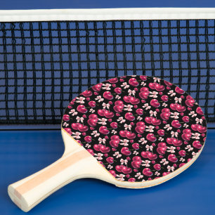 Raquette De Ping Pong Motif de nœud papillon cerise coquette 