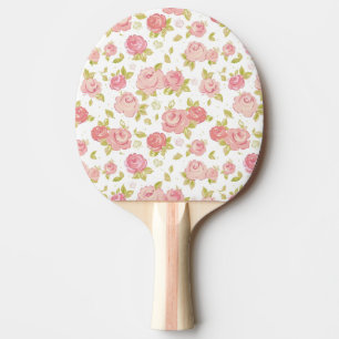 Raquette De Ping Pong Motif de papier peint d'élégance des roses roses 3