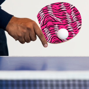 Raquette De Ping Pong Motif de peau d'animal Tigre Rose 