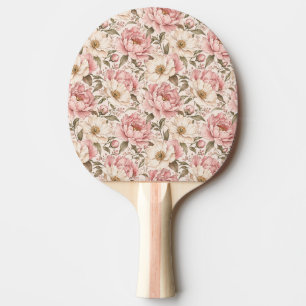 Raquette De Ping Pong Motif de pivoines fleuries vintage