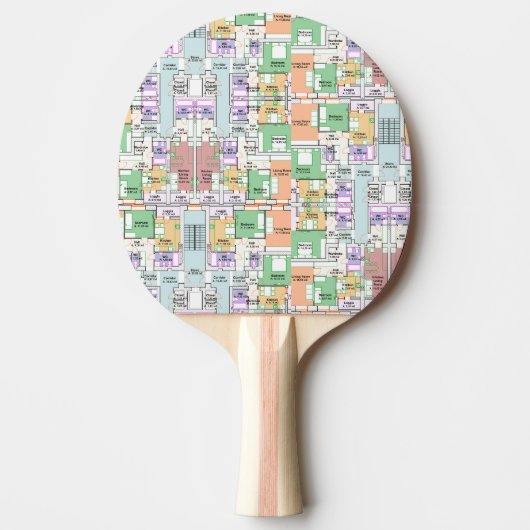 Raquette De Ping Pong Motif de plan architectural personnalisé (Devant)