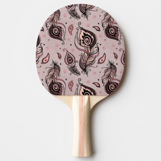 Raquette De Ping Pong Motif de plume de paon (Devant)