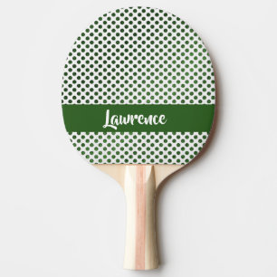 Raquette De Ping Pong Motif de points verts de nom personnalisé