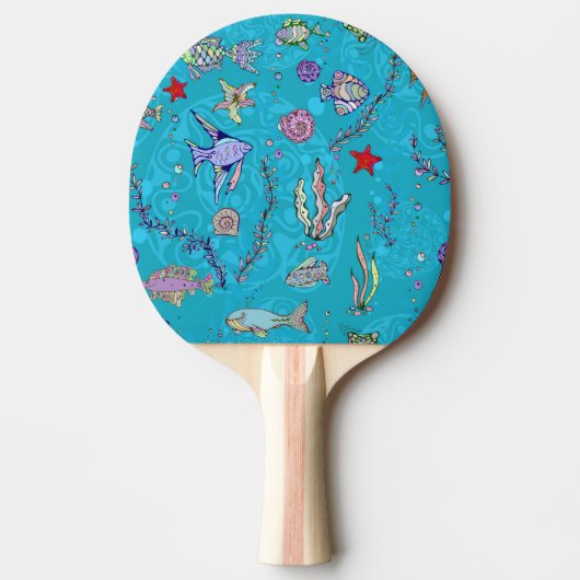 Raquette De Ping Pong Motif de poissons de turquoise (Devant)