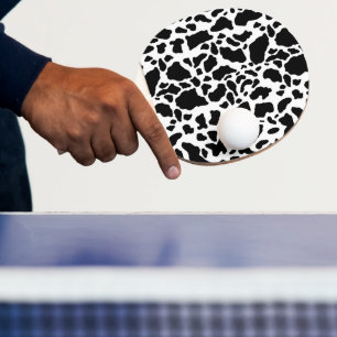 Raquette De Ping Pong Motif de Poster de animal de points de vache noir 
