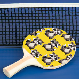 Raquette De Ping Pong Motif de Raton laveur Jaune