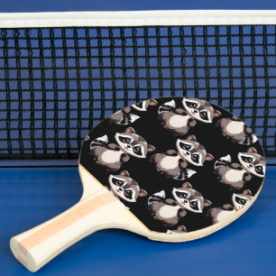 Raquette De Ping Pong Motif de Raton Laveur Noir