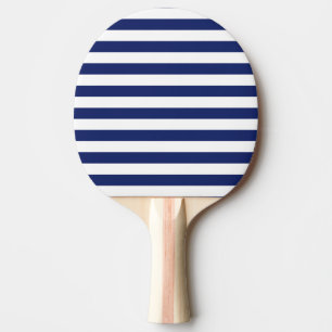 Raquette De Ping Pong Motif de rayure de bleu marine et de blanc