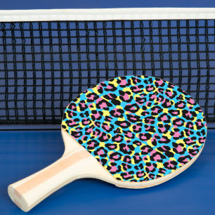 Raquette De Ping Pong Motif de Spots Neon Leopard