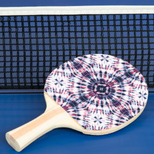 Raquette De Ping Pong Motif de teinture bleu et rouge