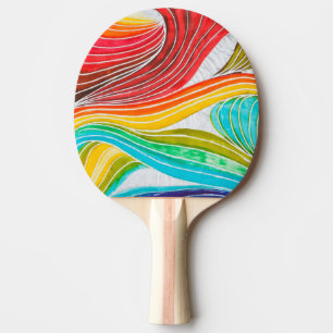 Raquette De Ping Pong Motif de vague dessiné par des peintures