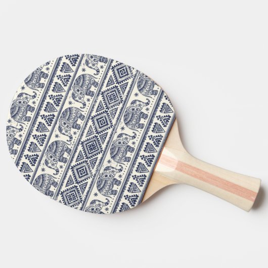 Raquette De Ping Pong Motif d'éléphant ethnique bleu (Côté)