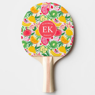 Raquette De Ping Pong Motif d'été pour le Monogramme de fruits tropicaux