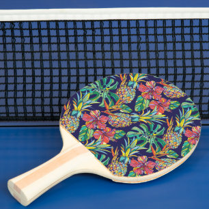 Raquette De Ping Pong Motif d'hibiscus à ananas tropicaux