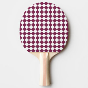 Raquette De Ping Pong Motif diamant à carreaux blanc et burgundy
