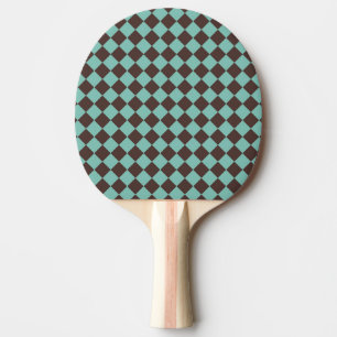 Raquette De Ping Pong Motif diamant à carreaux marron sarcelle