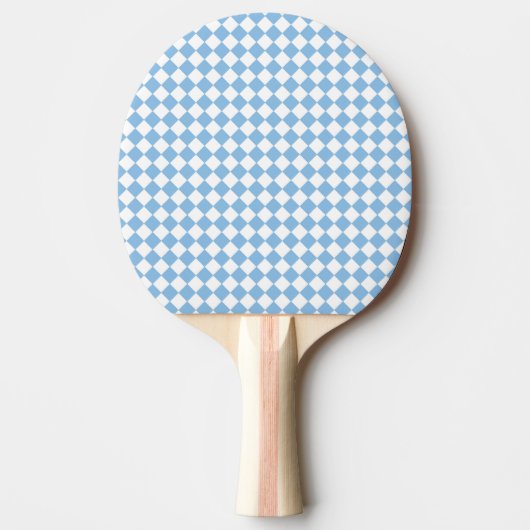 Raquette De Ping Pong Motif diamant de damier bleu et blanc (Devant)