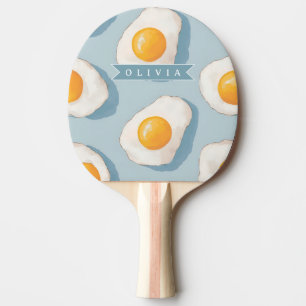 Raquette De Ping Pong Motif d'oeuf frit personnalisé amusant bleu drôle