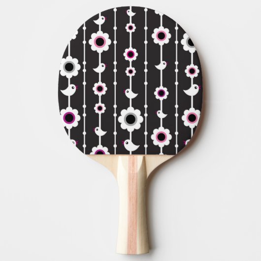 Raquette De Ping Pong motif d'oiseau et de fleurs (Devant)