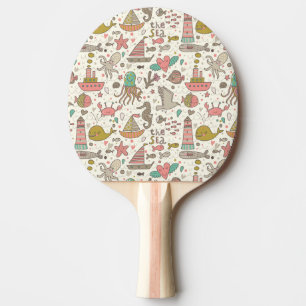 Raquette De Ping Pong Motif drôle d'été avec des bateaux