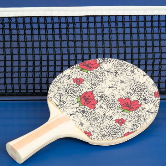 Raquette De Ping Pong Motif du jardin de fleurs de pavot (Insitu)