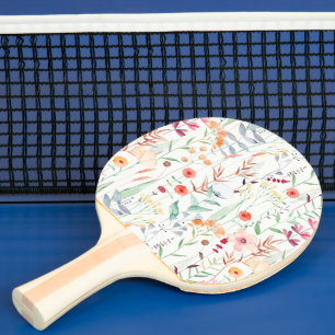 Raquette De Ping Pong Motif du jardin de fleurs Pastel