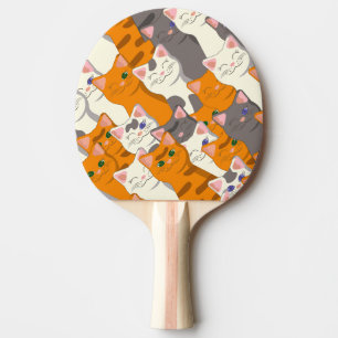 Raquette De Ping Pong Motif en diagonale du chat noir blanc gingembre