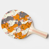 Raquette De Ping Pong Motif en diagonale du chat noir blanc gingembre (Côté)