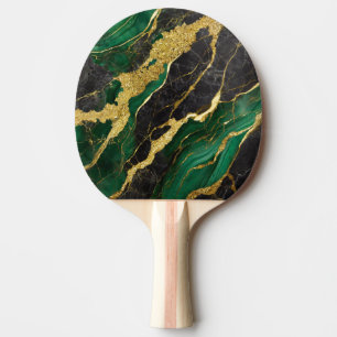Raquette De Ping Pong Motif en marbre vert avec or