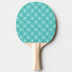 Raquette De Ping Pong Motif en tuiles égyptiennes, turquoise et aqua