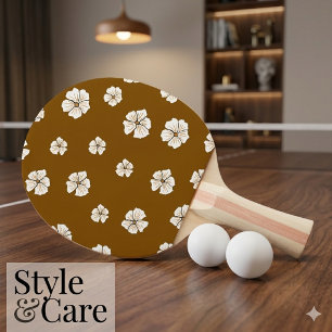 Raquette De Ping Pong Motif floral attrayant sur marron