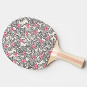 Raquette De Ping Pong Motif floral avec les oiseaux 2 de bande dessinée (Côté)
