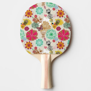 Raquette De Ping Pong Motif floral dans le rétro style