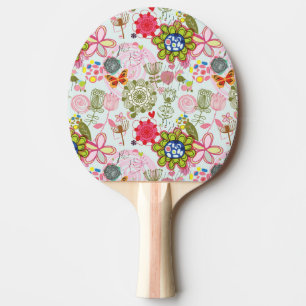 Raquette De Ping Pong Motif floral dans le rétro style 2