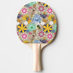 Raquette De Ping Pong Motif floral dans le rétro style 3