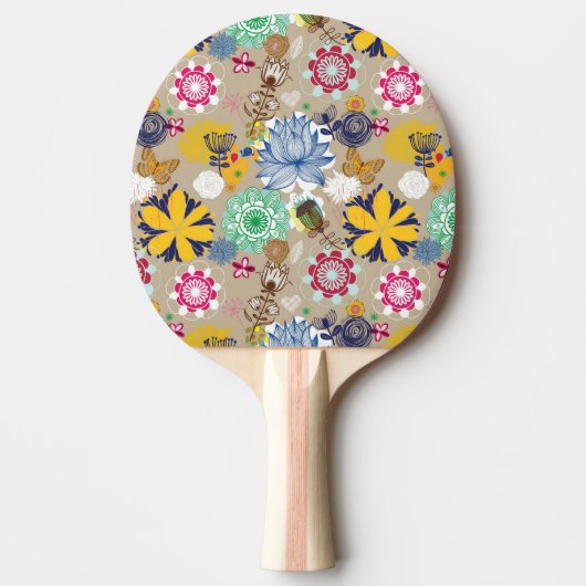 Raquette De Ping Pong Motif floral dans le rétro style 3 (Devant)