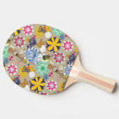 Raquette De Ping Pong Motif floral dans le rétro style 3 (Côté)