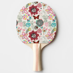 Raquette De Ping Pong Motif floral dans le rétro style 5