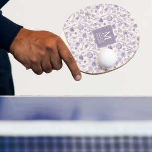 Raquette De Ping Pong Motif floral de fleurs aquarelles violet lavande