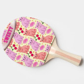 Raquette De Ping Pong Motif Floral Personnalisé de Cerise de Chat Mignon (Côté)
