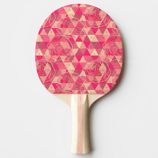 Raquette De Ping Pong motif géométrique de fleurs (Devant)