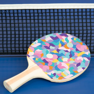 Raquette De Ping Pong Motif géométrique violet et rose