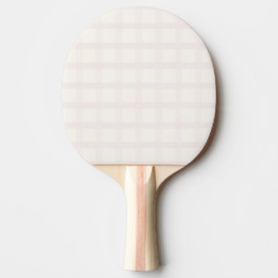Raquette De Ping Pong Motif Gingham Blanc Crème et Champagne Rose