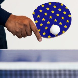 Raquette De Ping Pong Motif Gold Stars, Bleu Marine, Exclusive