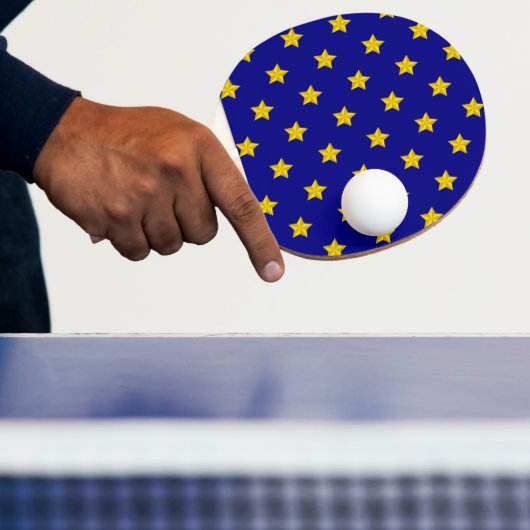 Raquette De Ping Pong Motif Gold Stars, Bleu Marine, Exclusive (Insitu)
