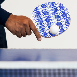 Raquette De Ping Pong Motif grec méditerranéen bleu