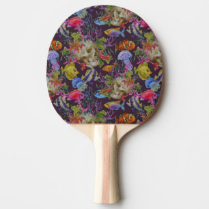 Raquette De Ping Pong Motif grunge de vie marine